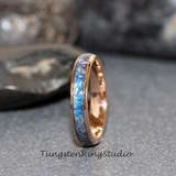 Crushed Alexandrite Rose Gold Tungsten Ring- Custom Order