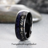 Meteorite Nebula Black Tungsten Ring 6 mm 8 mm