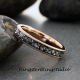 Meteorite Rose Gold Sandblasted Tungsten Ring 4 mm