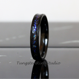 Meteorite Nebula Black Hammered Tungsten Ring 4mm