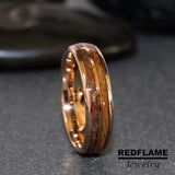 Dinosaur Bone and Whiskey Barrel Tungsten Ring- Custom Order