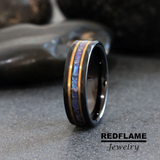 Alexandrite Crushed Hammered Tungsten Ring- Custom Order