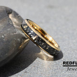 Gold Foil Leaf Meteorite Tungsten Ring- Custom Order