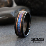 Alexandrite Crushed Hammered Tungsten Ring- Custom Order