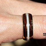 Koa Wood Crushed Mother of Pearl Tungsten Ring- Custom Order