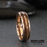 Dinosaur Bone and Whiskey Barrel Tungsten Ring- Custom Order