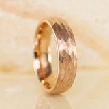 Hammered Rose Gold Tungsten carbide Ring 2 mm 4 mm 6 mm 8 mm