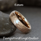 Hammered Rose Gold Tungsten carbide Ring 2 mm 4 mm 6 mm 8 mm