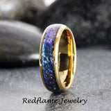 Alexandrite Crushed Gold Tungsten Ring- Custom Order