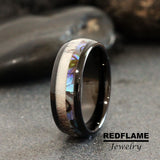 Abalone Deer Antler Tungsten Carbide Ring- Custom Order