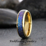 Alexandrite Crushed Gold Tungsten Ring- Custom Order