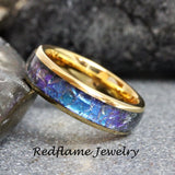 Alexandrite Crushed Gold Tungsten Ring- Custom Order