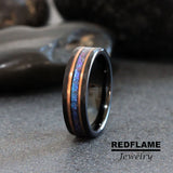 Alexandrite Crushed Hammered Tungsten Ring- Custom Order