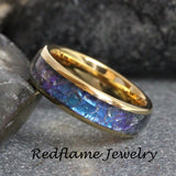 Alexandrite Crushed Gold Tungsten Ring- Custom Order