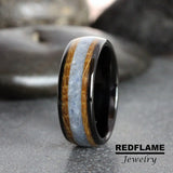 Natural Blue Sapphire Whiskey Barrel Tungsten Ring- Custom Order