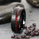 Red Garnet Brushed Tungsten Ring- Custom Order