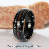 Meteorite Crushed Red Dinosaur Bone Tungsten Ring