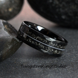 Meteorite Guitar String Hammered Tungsten Ring