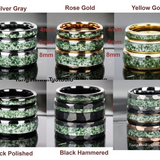 Moss Agate Chocolate Hammered Tungsten Ring 8mm