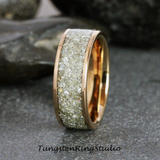 German Glass Flat Rose Gold Tungsten Ring 4mm 6 mm 8mm