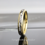 Black Rutilated Quartz Yellow Gold Tungsten Ring