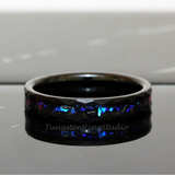 Meteorite Nebula Black Hammered Tungsten Ring 4mm