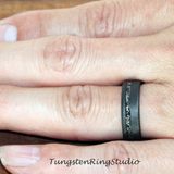 Meteorite Sandblasted Black Tungsten Carbide Ring 6 mm