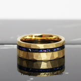 Meteorite Nebula Yellow Gold Tungsten Ring Set