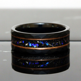 Meteorite Nebula Rose Strips Hammered Tungsten Ring