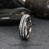 Mother of Pearl Meteorite Tungsten Ring Set