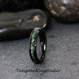 8mm Moss Agate Black Beveled Tungsten Ring 4mm 6mm 8mm