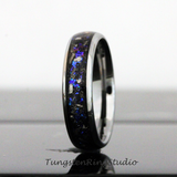 Meteorite Nebula Tungsten Ring Set