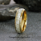 German Glass Yellow Gold Tungsten Ring 4mm 6mm 8mm