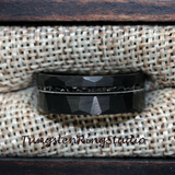 Meteorite Hammered Black Tungsten Ring Set