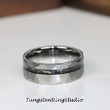 Meteorite Hammered Tungsten Carbide Ring