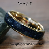 Nebula Blue Sandstone Yellow Gold Tungsten Ring