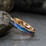 Crushed Alexandrite Rose Gold Tungsten Ring- Custom Order