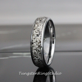 Black Rutilated Quartz Inlaid Tungsten Ring 4mm 6mm 8mm