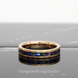 Meteorite Nebula hammered Rose Gold Tungsten Ring