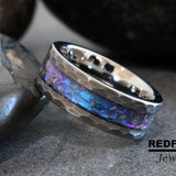 Alexandrite Crushed Hammered Tungsten Ring- Custom Order