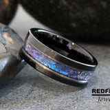 Alexandrite Crushed White Gold Stripe Tungsten Ring- Custom Order