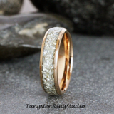 German Glass Rose Gold Tungsten Ring 4mm 6mm 8mm