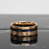 Meteorite Nebula Rose Gold Tungsten Ring Set