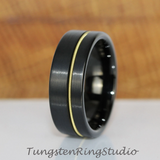 Guitar String Black Tungsten Carbide Ring