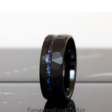 Meteorite Nebula Hammered offset Tungsten Ring