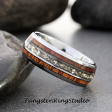 German Glass Koa Wood Tungsten Ring