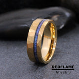 Alexandrite Crushed Gold Hammered Tungsten Ring- Custom Order