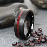 Red Garnet Brushed Tungsten Ring- Custom Order