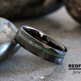 Natural Turquoise Hammered Tungsten Ring- Custom Order