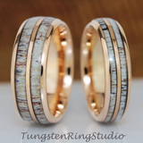 Deer Antler Rose Gold Tungsten Carbide Ring